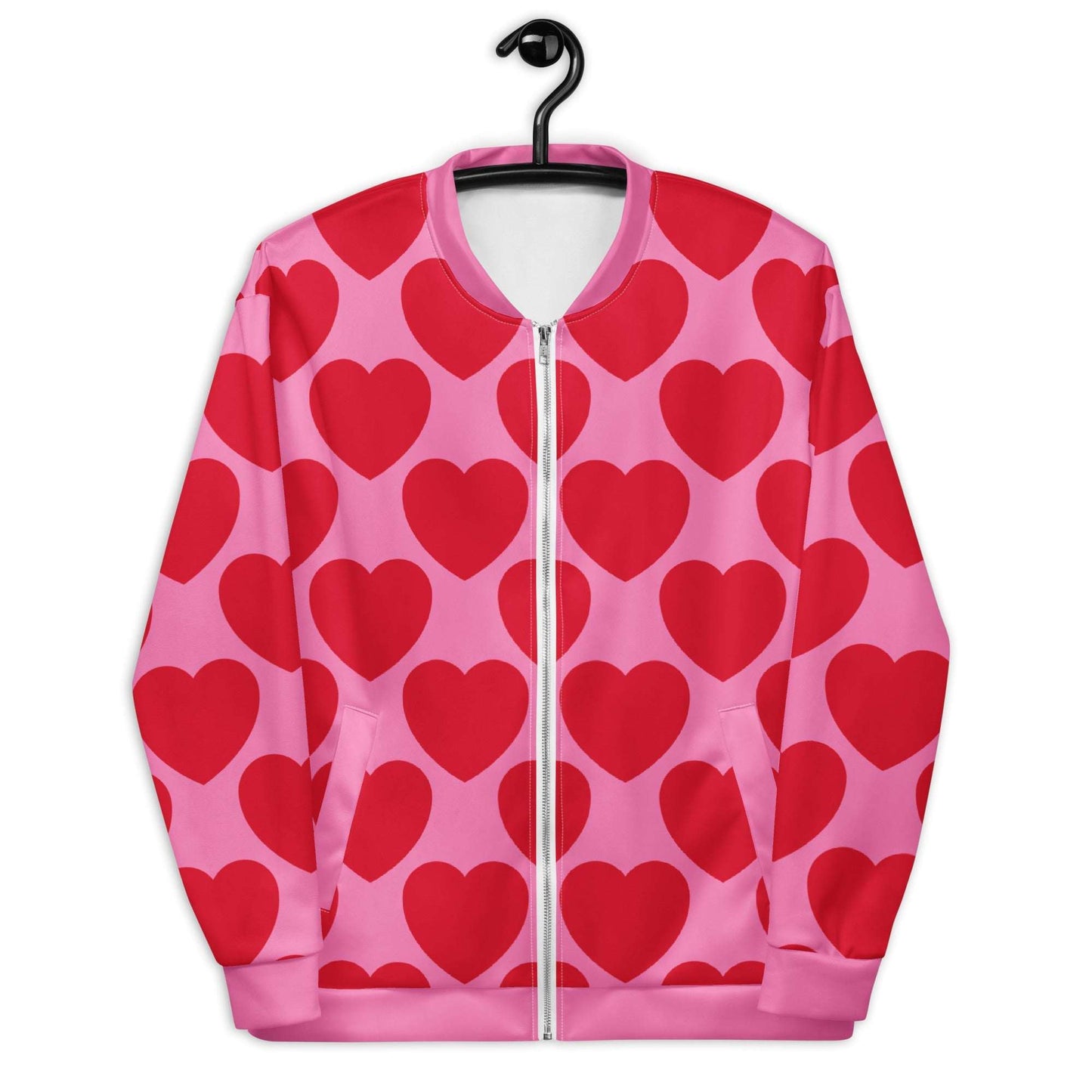 Bomber jacket - ELLIE LOVE red - Bold heart print 3XL