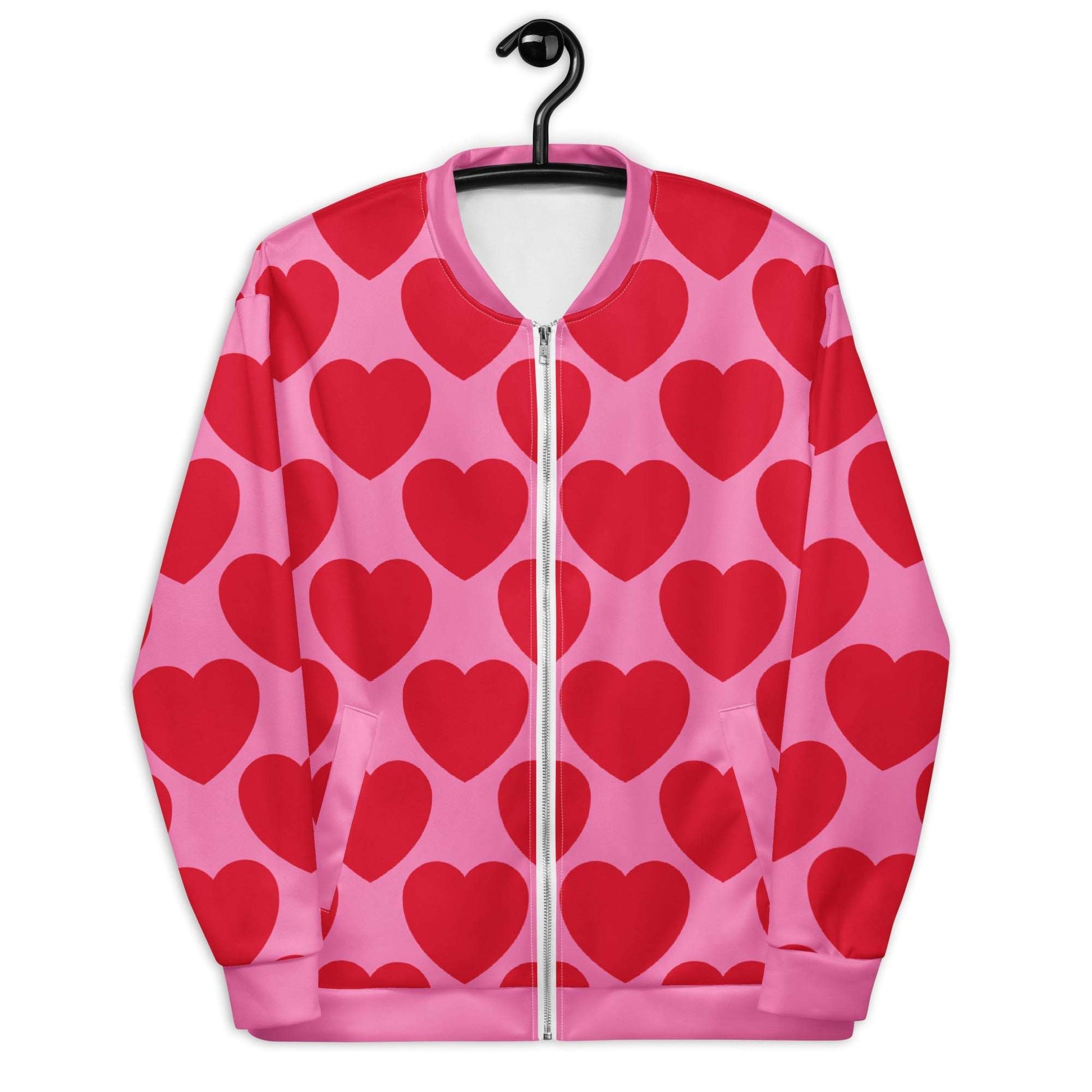 Bomber jacket - ELLIE LOVE red - Bold heart print 3XL