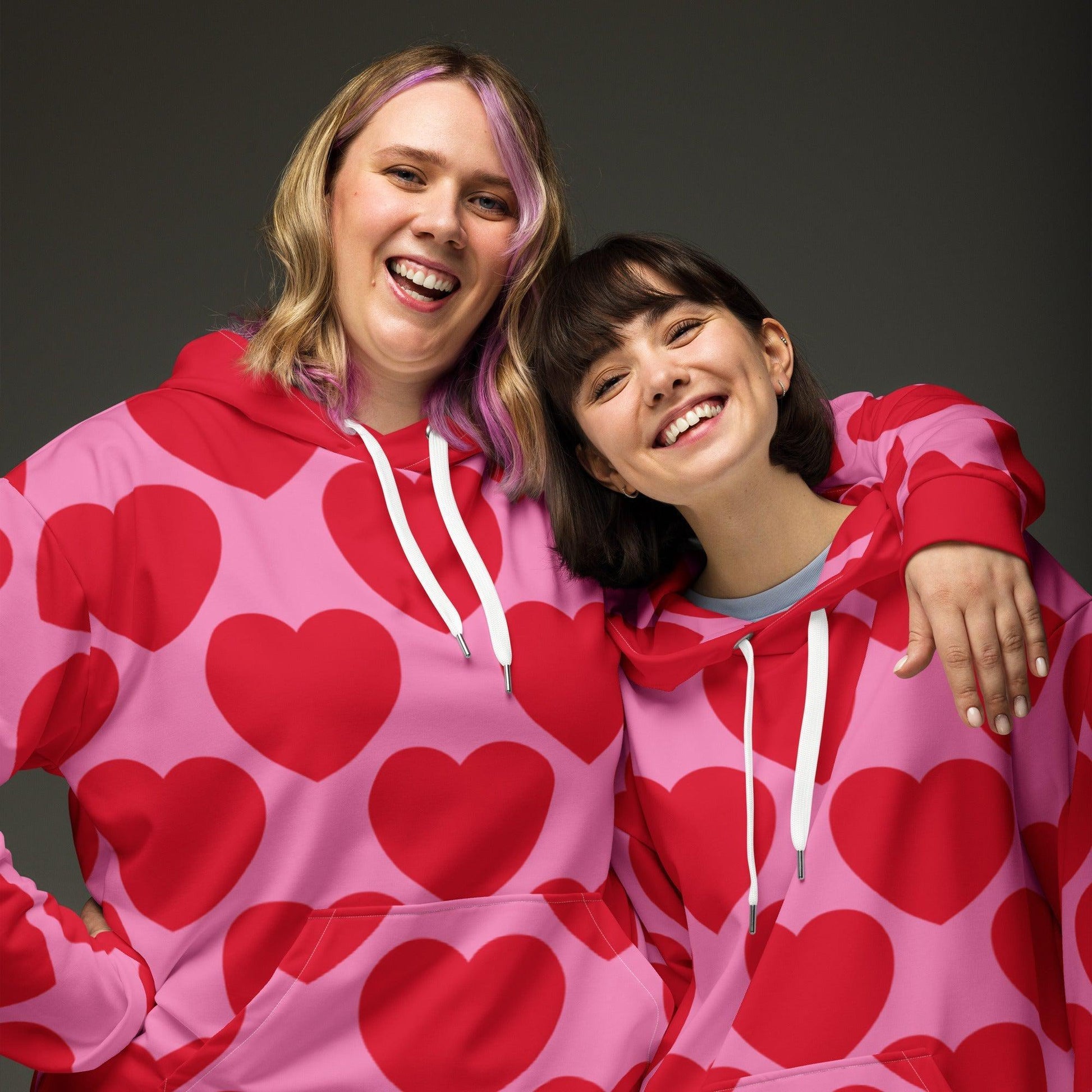 Hoodie - ELLIE LOVE red - Bold heart print