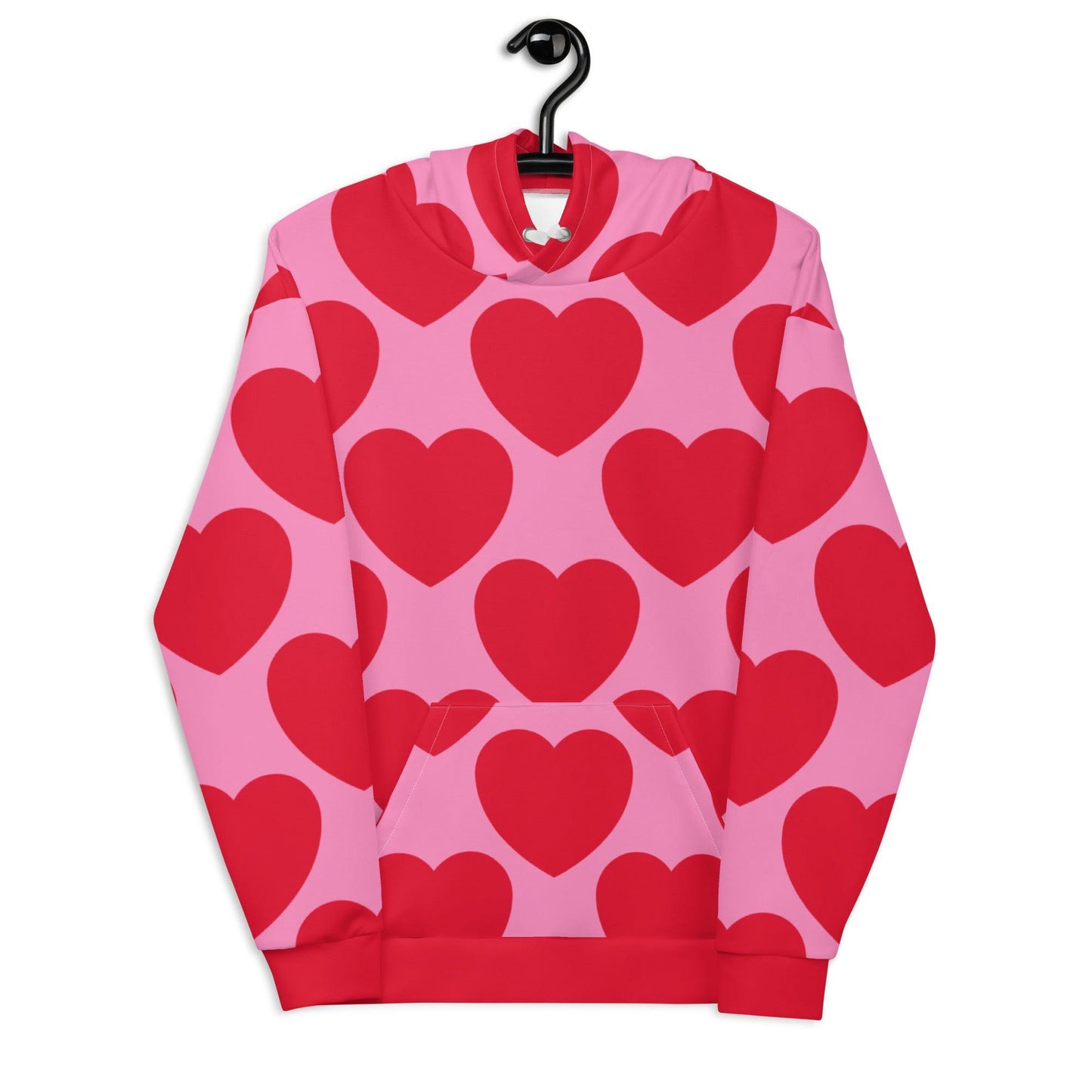 Hoodie - ELLIE LOVE red - Bold heart print 6XL