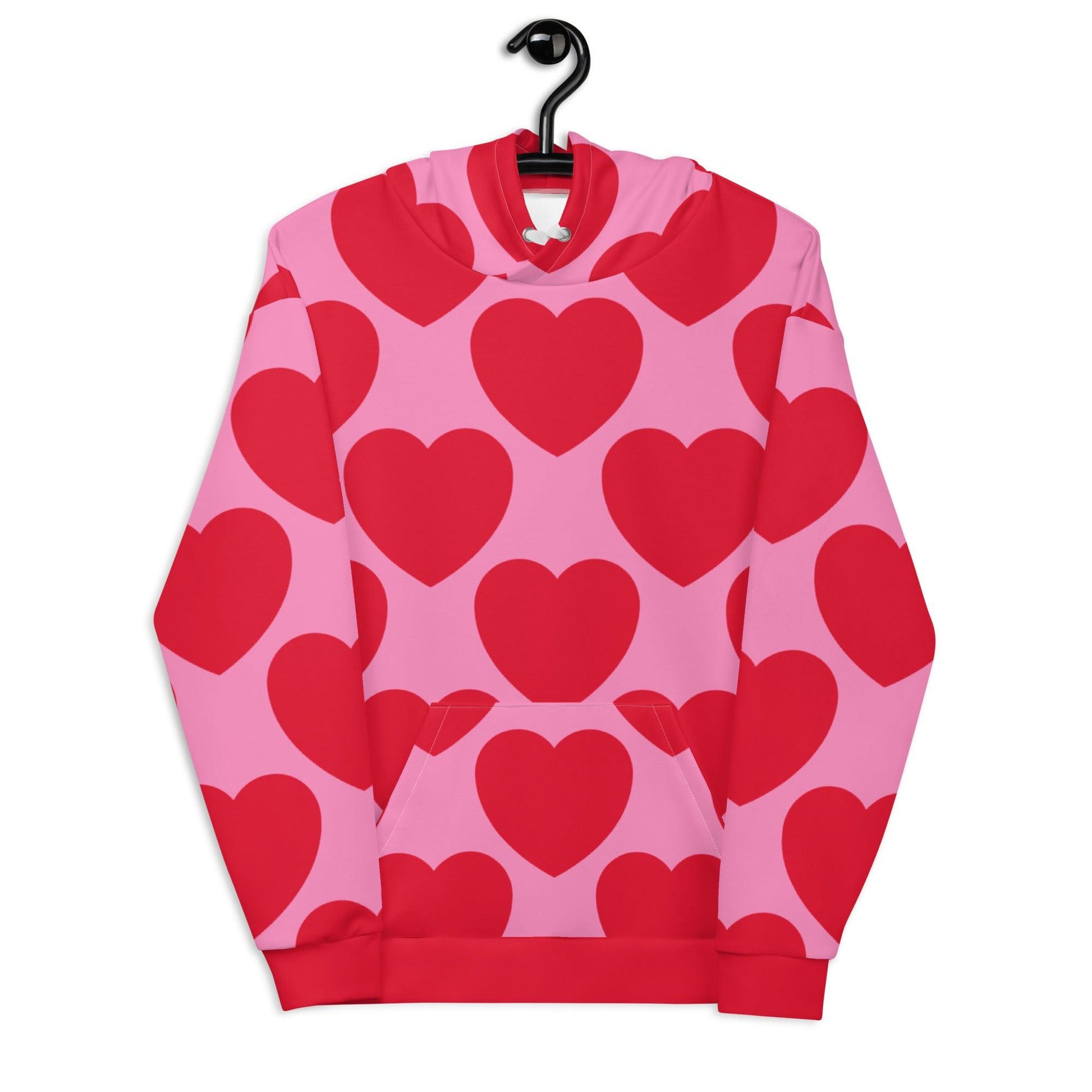 Hoodie - ELLIE LOVE red - Bold heart print 6XL