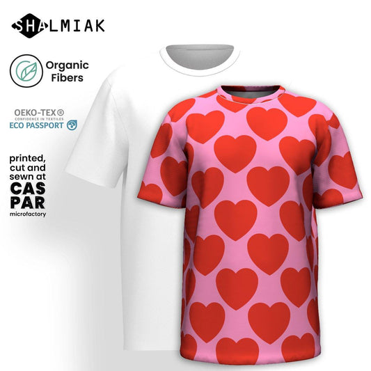 Organic cotton t-shirt - ELLIE LOVE red - Bold heart print