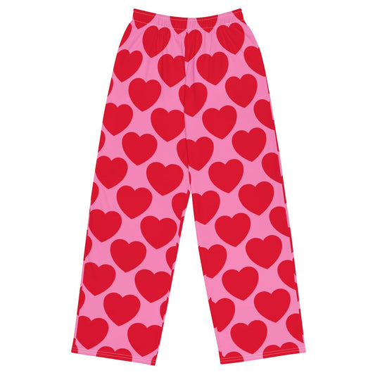 Pants - ELLIE LOVE red - Bold Heart Print