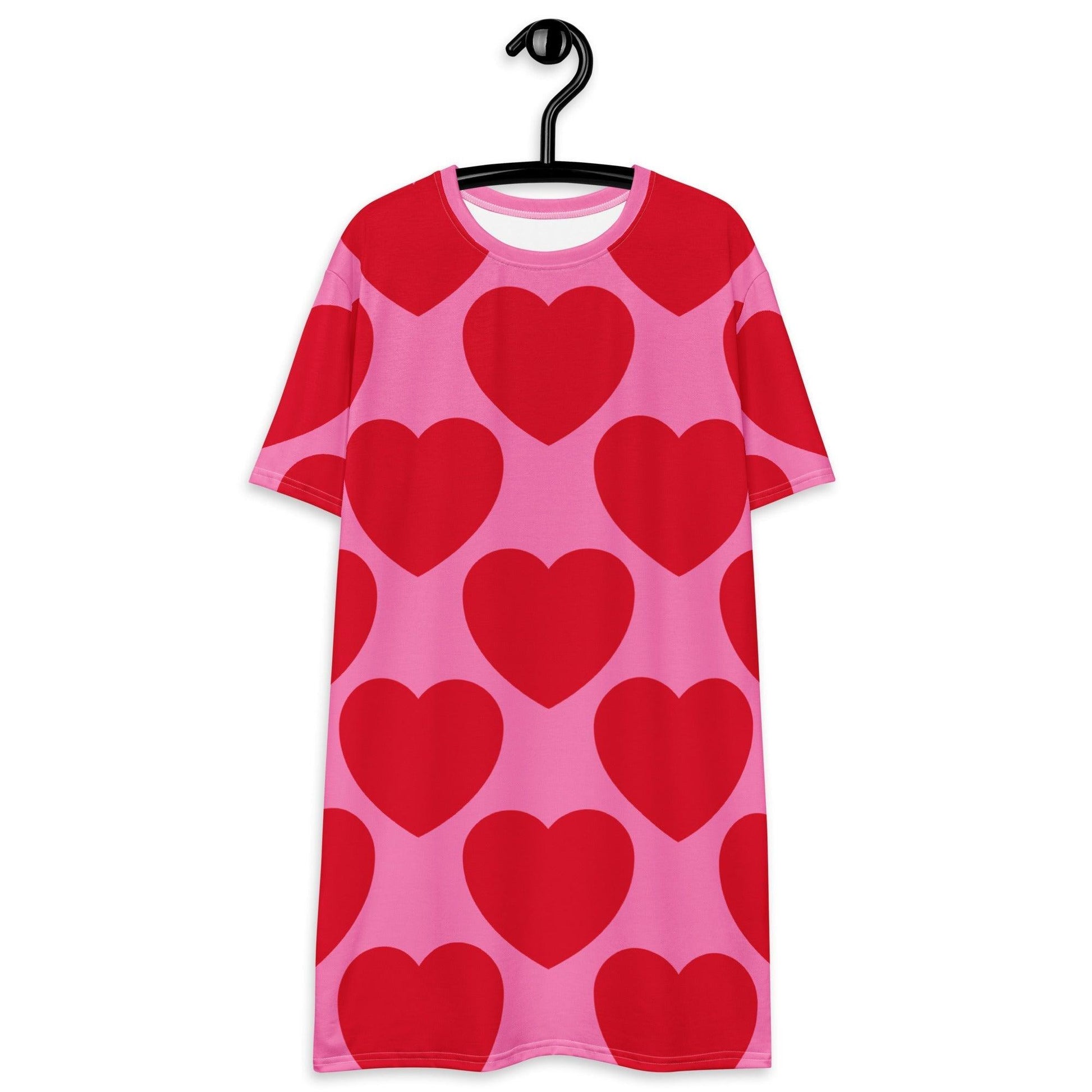 T-shirt dress - ELLIE LOVE red - Bold heart print 6XL