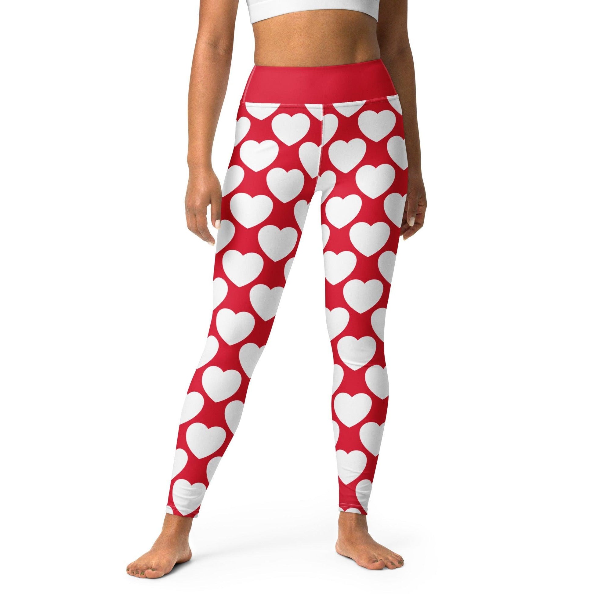 Bold heart print - ELLIE LOVE red white -2- Yoga leggings XL