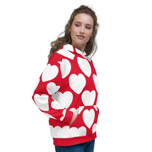 Hoodie - ELLIE LOVE red white - Bold heart print