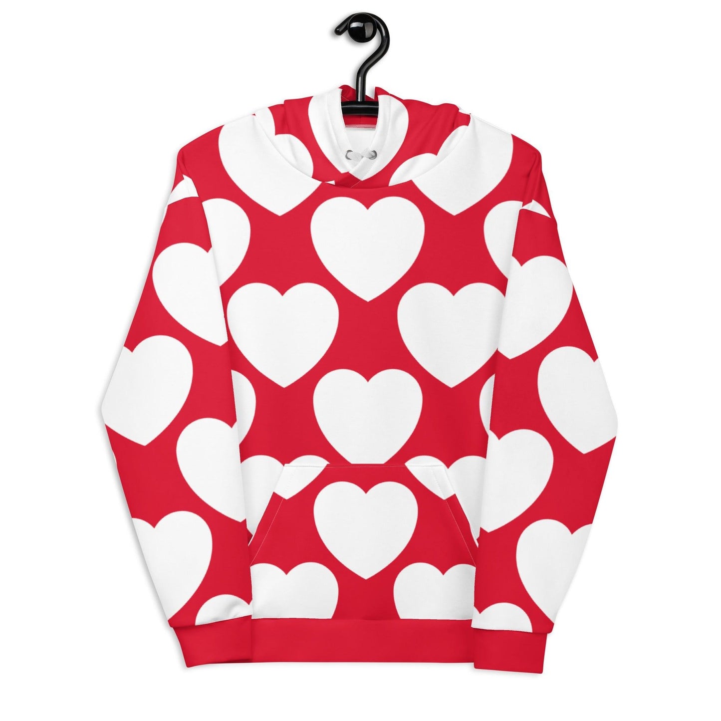 Hoodie - ELLIE LOVE red white - Bold heart print 6XL