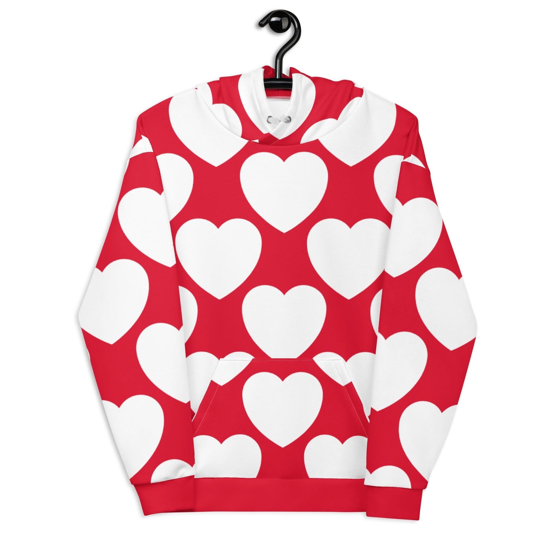 Hoodie - ELLIE LOVE red white - Bold heart print 6XL