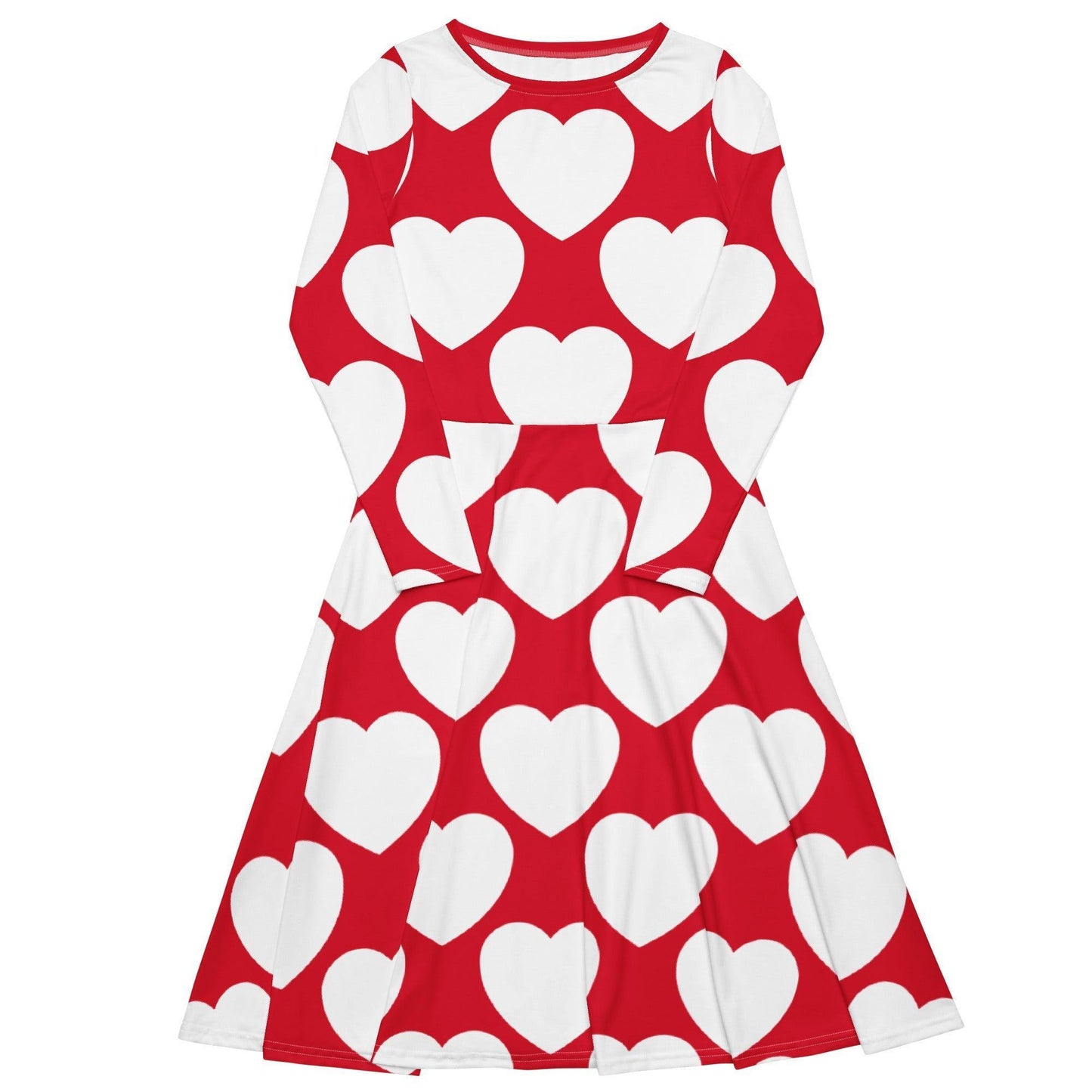 Midi dress - ELLIE LOVE red white - Bold heart print 6XL