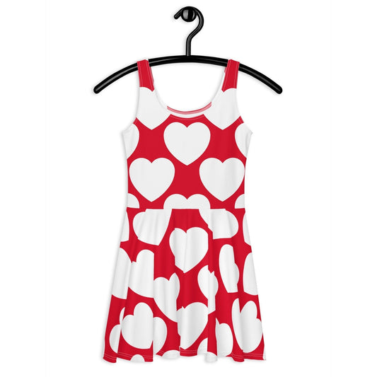Skater dress - ELLIE LOVE red white - Bold heart print 3XL