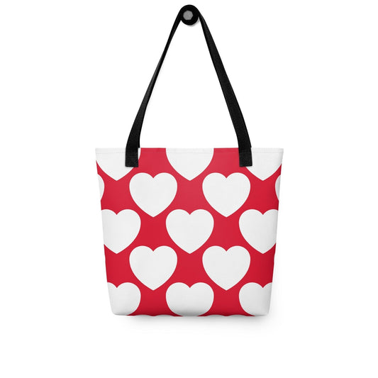 Tote bag - ELLIE LOVE red white - Bold heart print Default Title