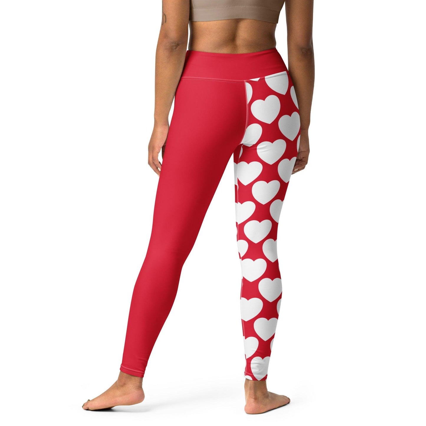 Yoga leggings - ELLIE LOVE red white - Bold heart print