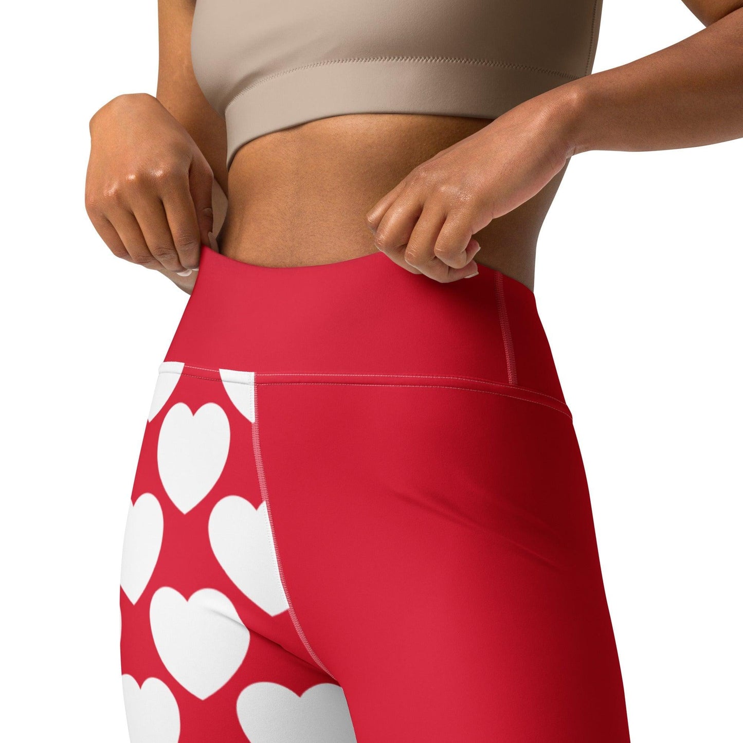 Yoga leggings - ELLIE LOVE red white - Bold heart print