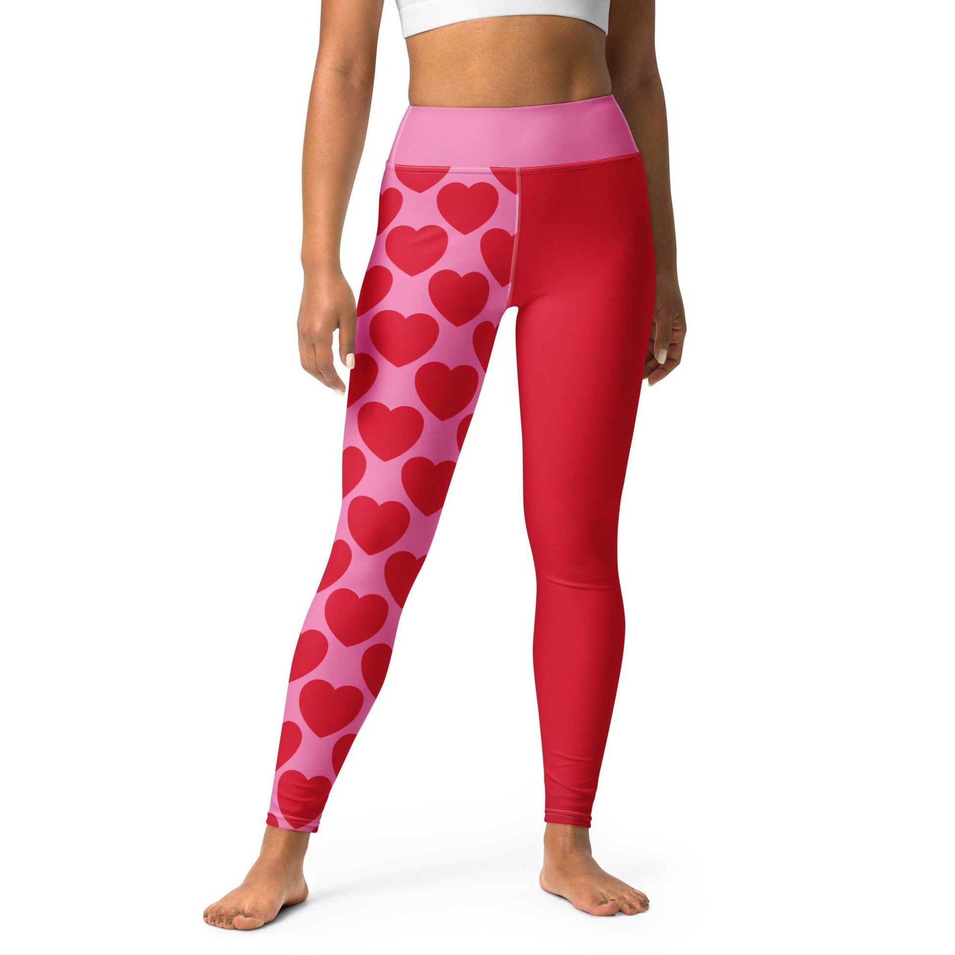 Yoga leggings - ELLIE LOVE red - Bold heart print XL