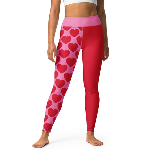 Yoga leggings - ELLIE LOVE red - Bold heart print XL