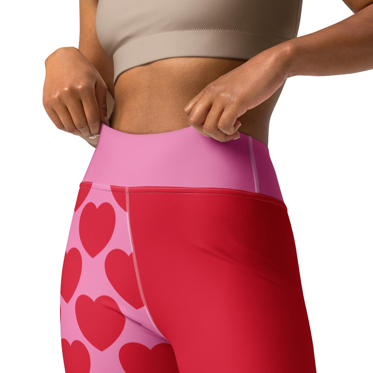 Yoga leggings - ELLIE LOVE red - Bold heart print