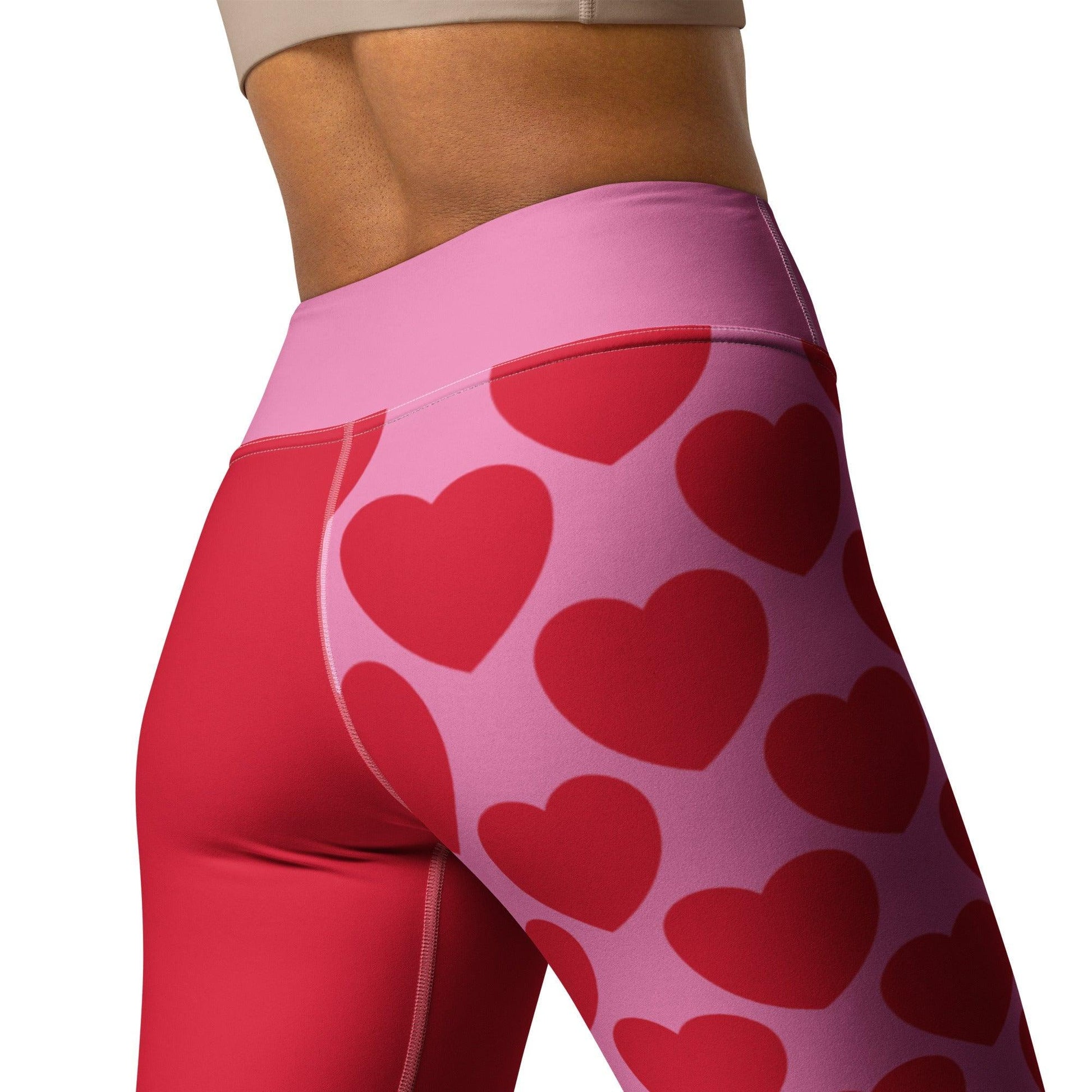 Yoga leggings - ELLIE LOVE red - Bold heart print