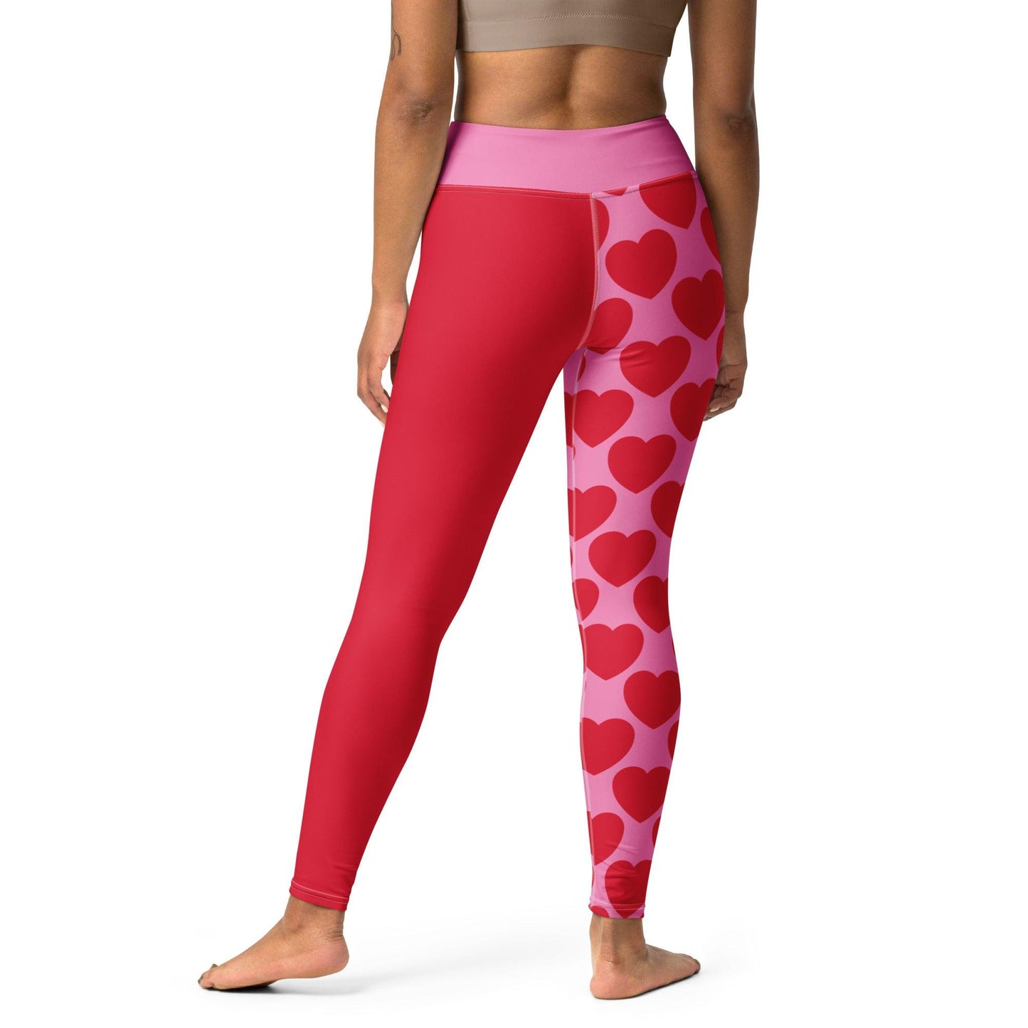 Yoga leggings - ELLIE LOVE red - Bold heart print