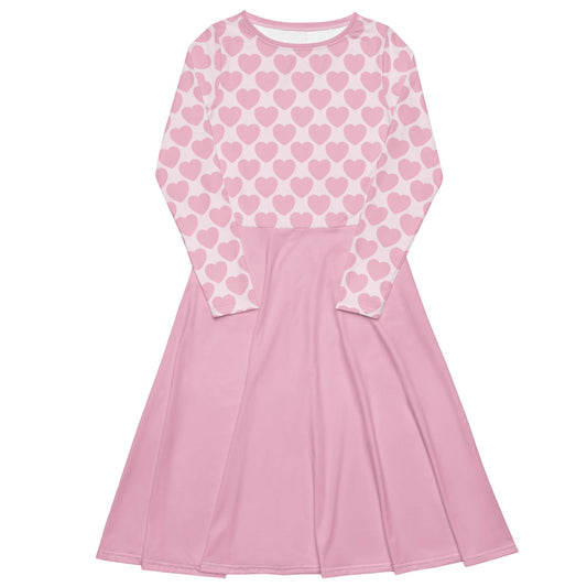Midi dress - ELLIE LOVE tender pink - Bold heart print 6XL