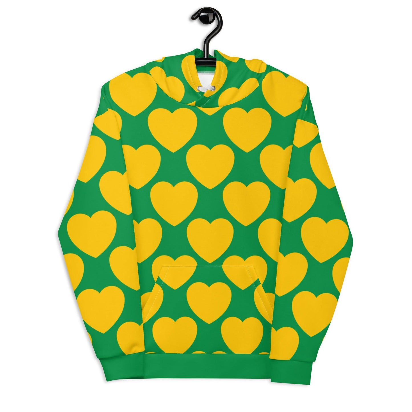 Hoodie - ELLIE LOVE yellow green - Bold heart print 6XL
