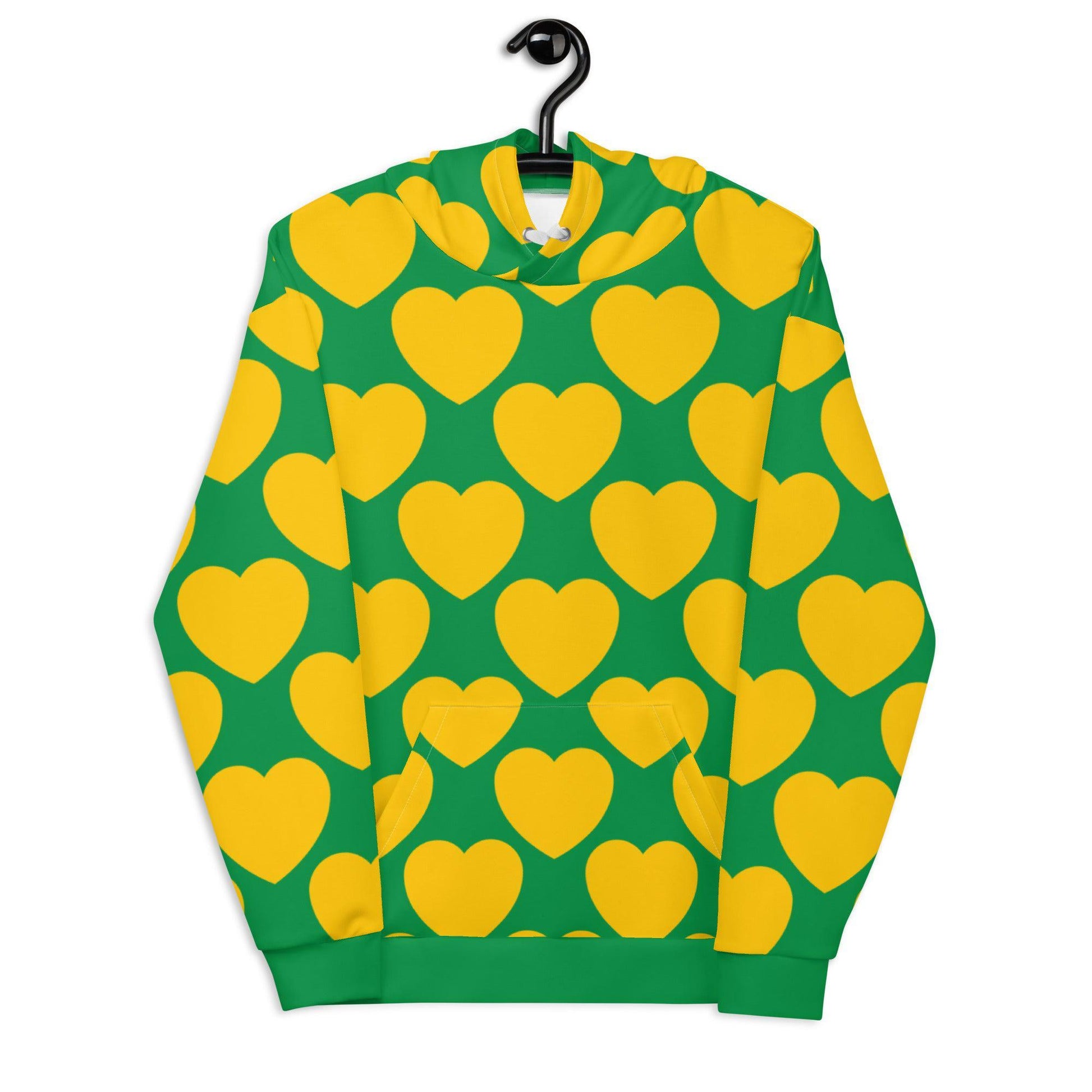 Hoodie - ELLIE LOVE yellow green - Bold heart print 6XL