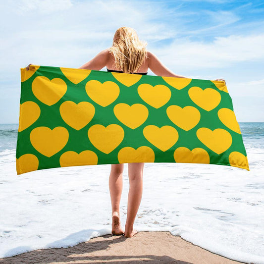Towel - ELLIE LOVE yellow green - Bold heart print Default Title