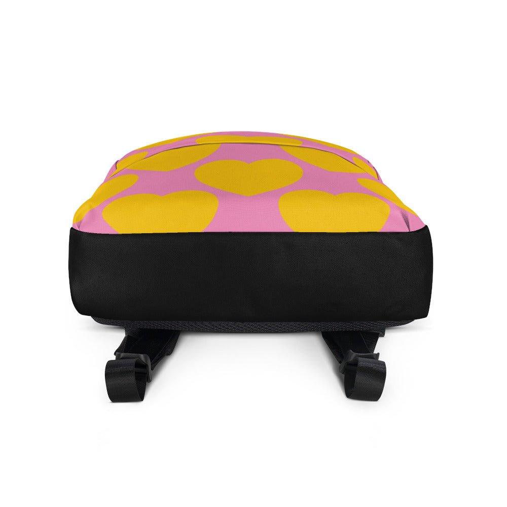 Backpack - ELLIE LOVE yellow pink - Bold heart print