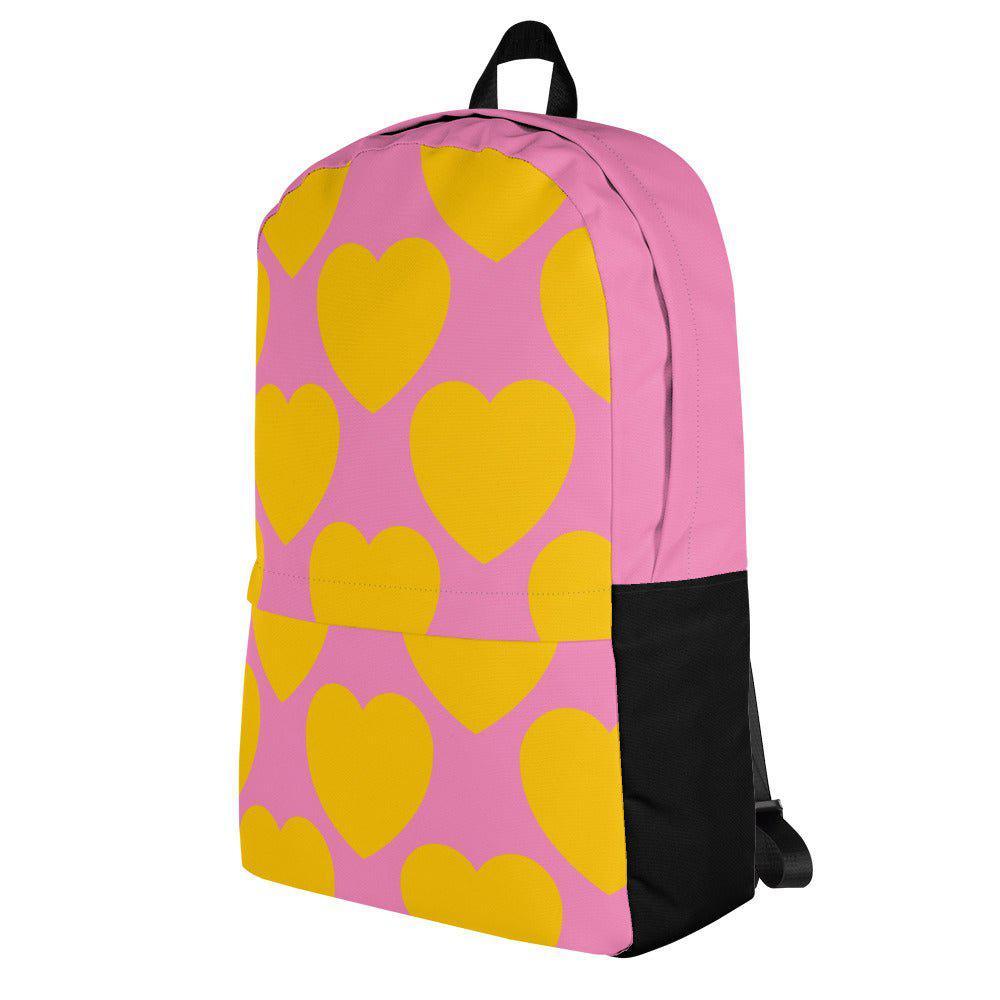 Backpack - ELLIE LOVE yellow pink - Bold heart print