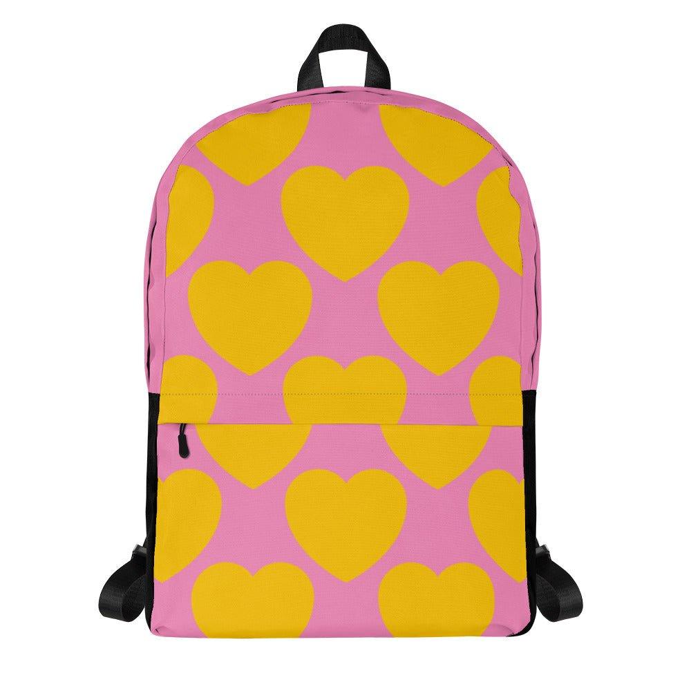 Backpack - ELLIE LOVE yellow pink - Bold heart print Default Title