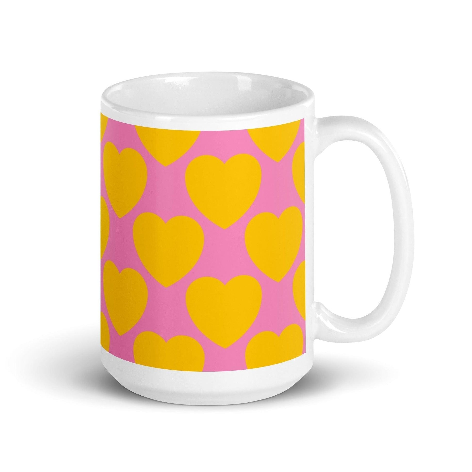 Mug - ELLIE LOVE yellow pink - Bold heart print