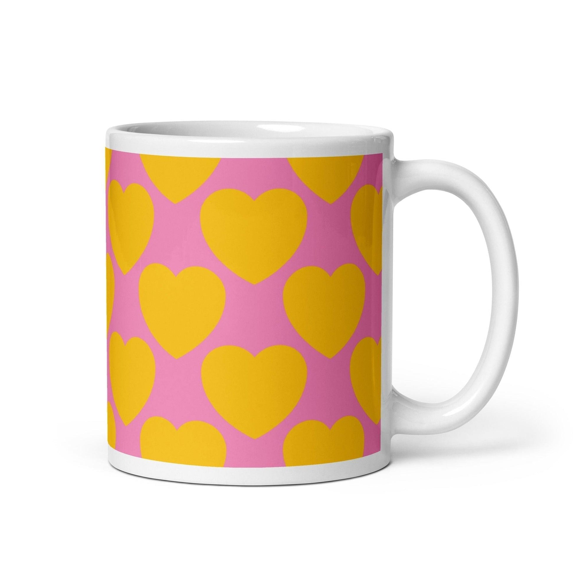 Mug - ELLIE LOVE yellow pink - Bold heart print