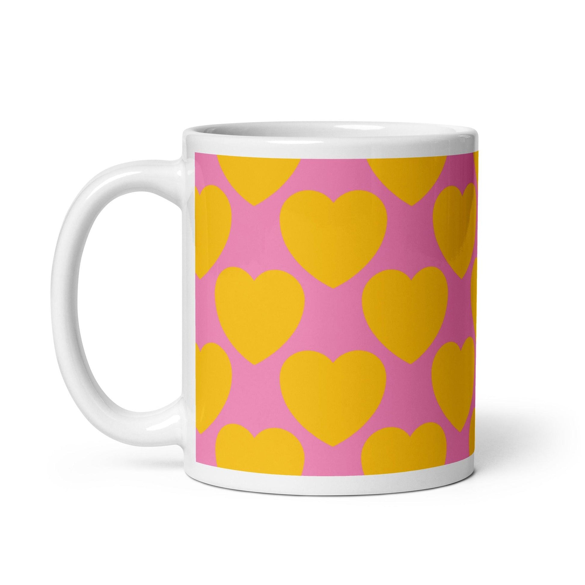 Mug - ELLIE LOVE yellow pink - Bold heart print