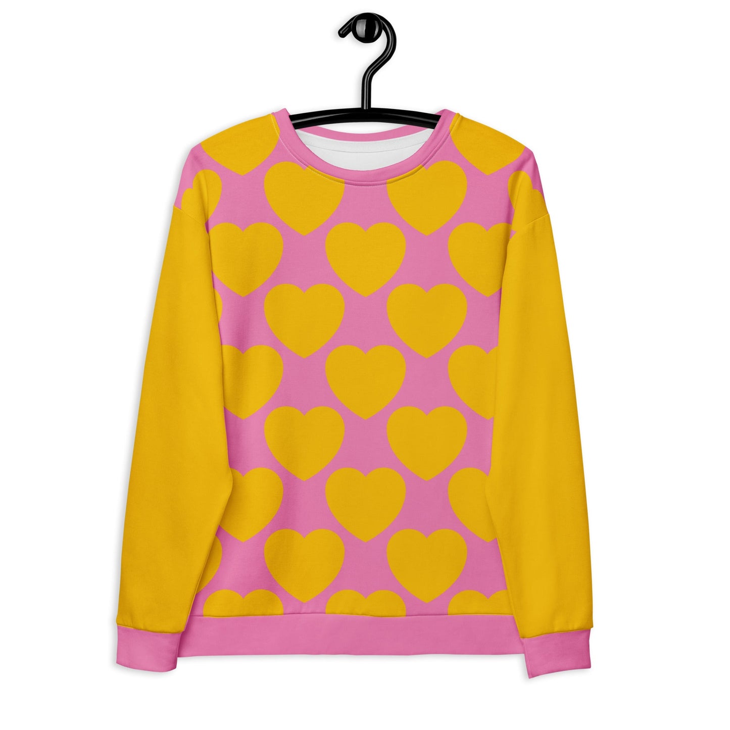 Sweatshirt - ELLIE LOVE yellow pink - Bold heart print 3XL