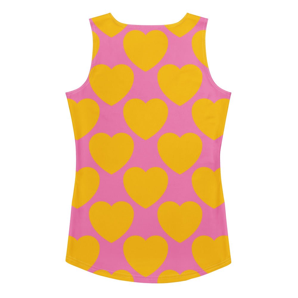 Tank top - ELLIE LOVE yellow pink - Bold heart print XL