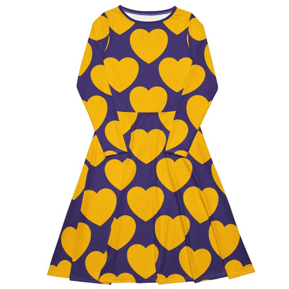 Midi dress - ELLIE LOVE yellow purple - Bold heart print 6XL