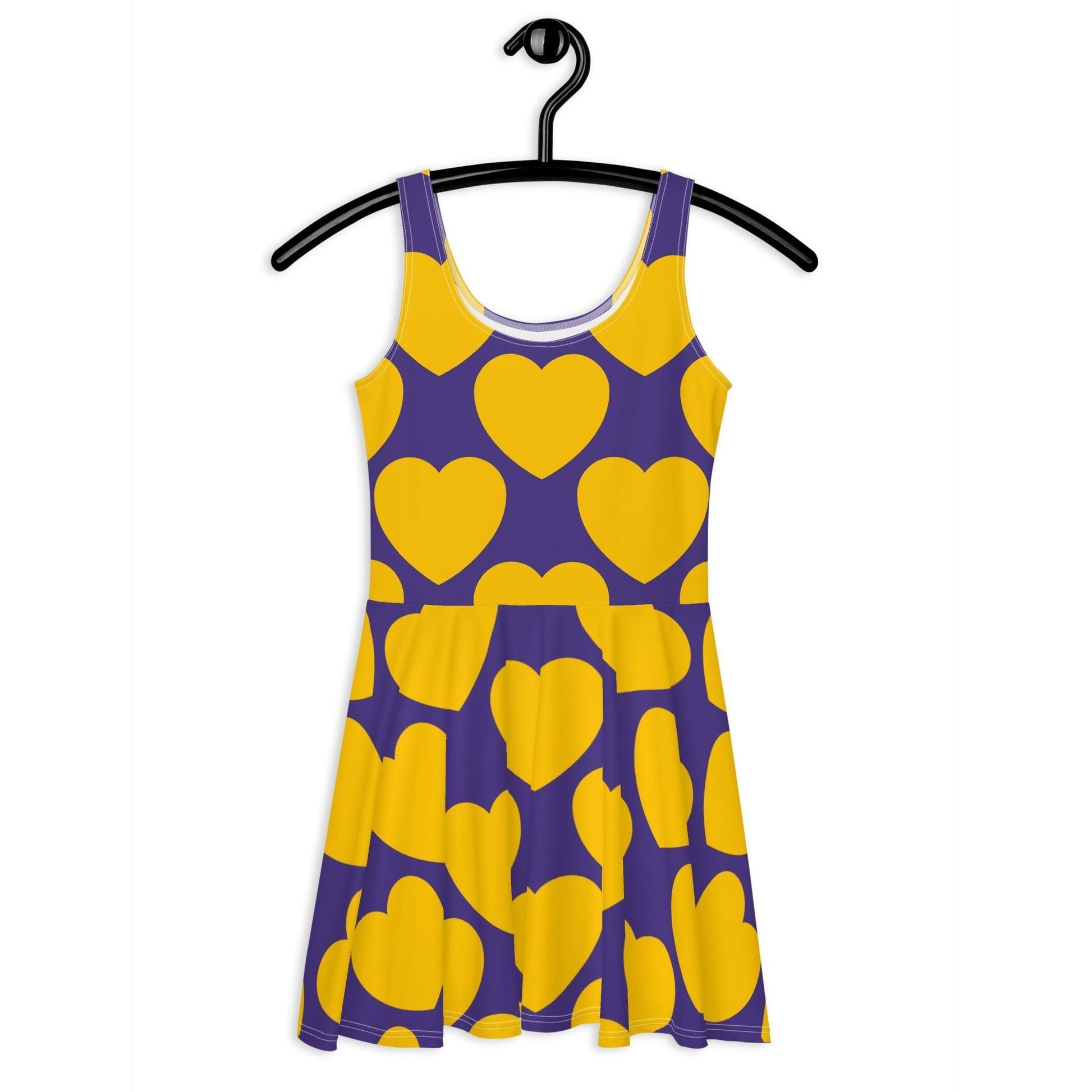 Skater dress - ELLIE LOVE yellow purple - Bold heart print 3XL