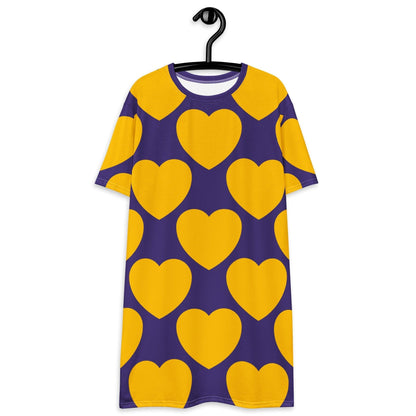 T-shirt dress - ELLIE LOVE yellow purple - Bold heart print 6XL