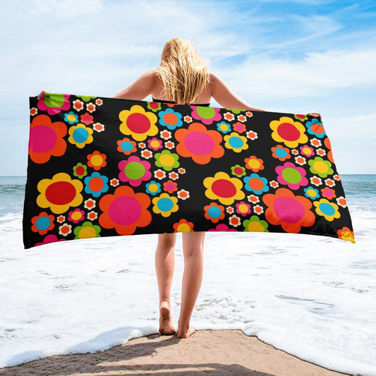 Towel - ELLIE mix black - Colorful flower mix print Default Title