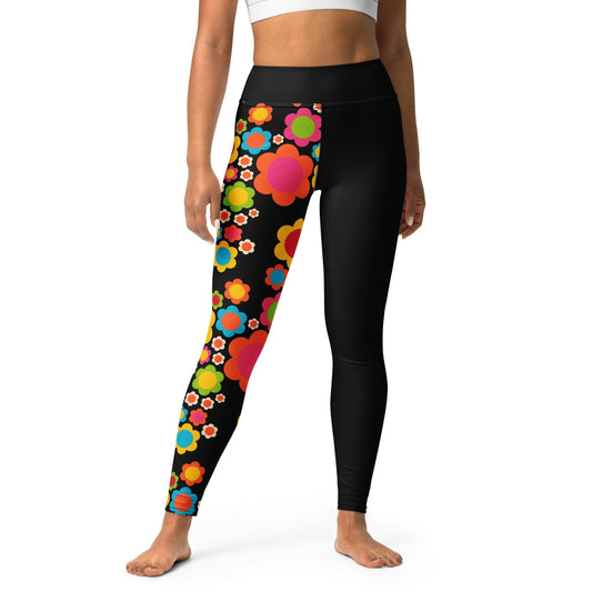 Yoga leggings - ELLIE MIX - Colorful flower mix print XL