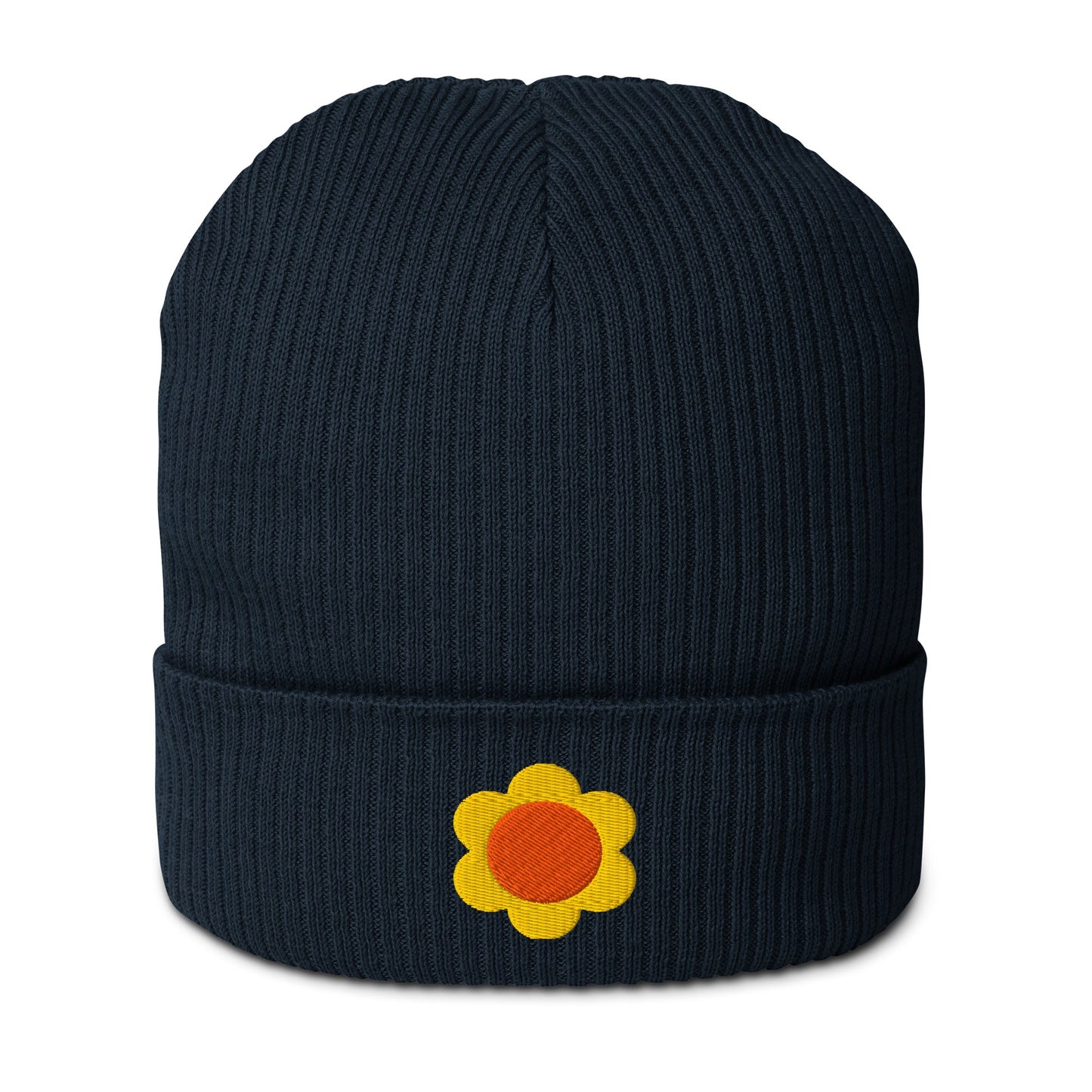 Beanie - ELLIE orange yellow - Classic floral print Oxford Navy