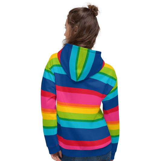 Hoodie - ELLIE rainbow stripe - Rainbow stripe print