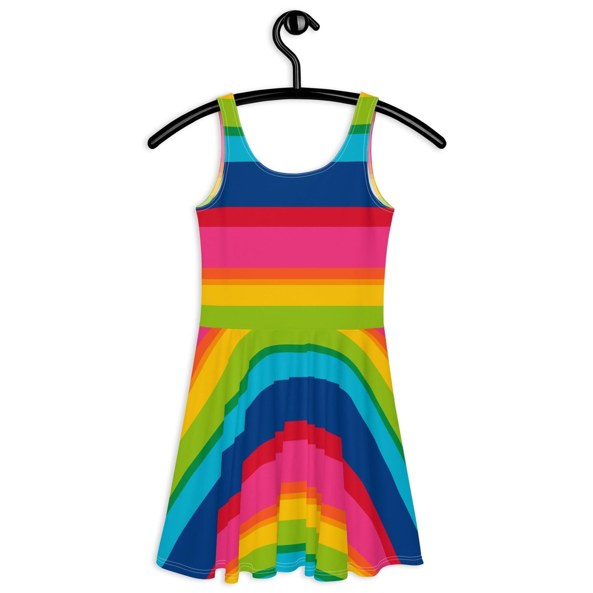 Skater dress - ELLIE rainbow stripe - Rainbow stripe print