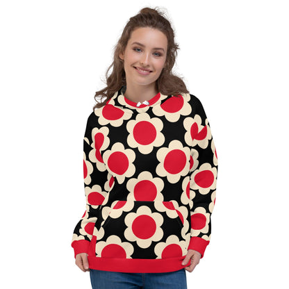 Hoodie - ELLIE red black - Classic floral print 6XL