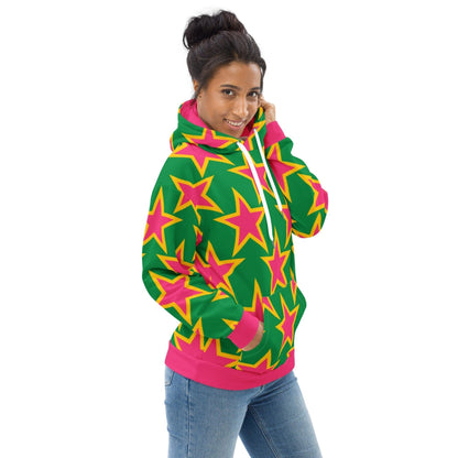 Hoodie - ELLIE STAR green - Classic stars print