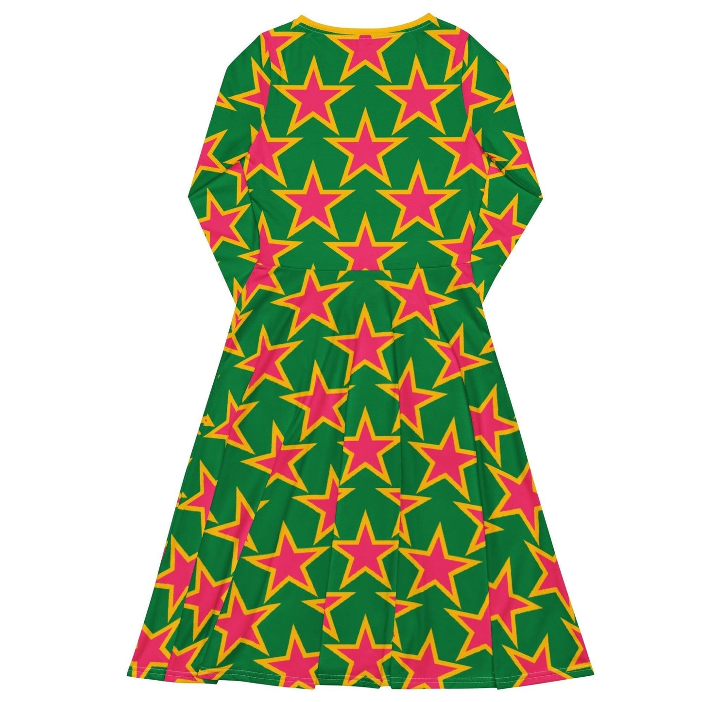 Midi dress - ELLIE STAR green - Classic stars print