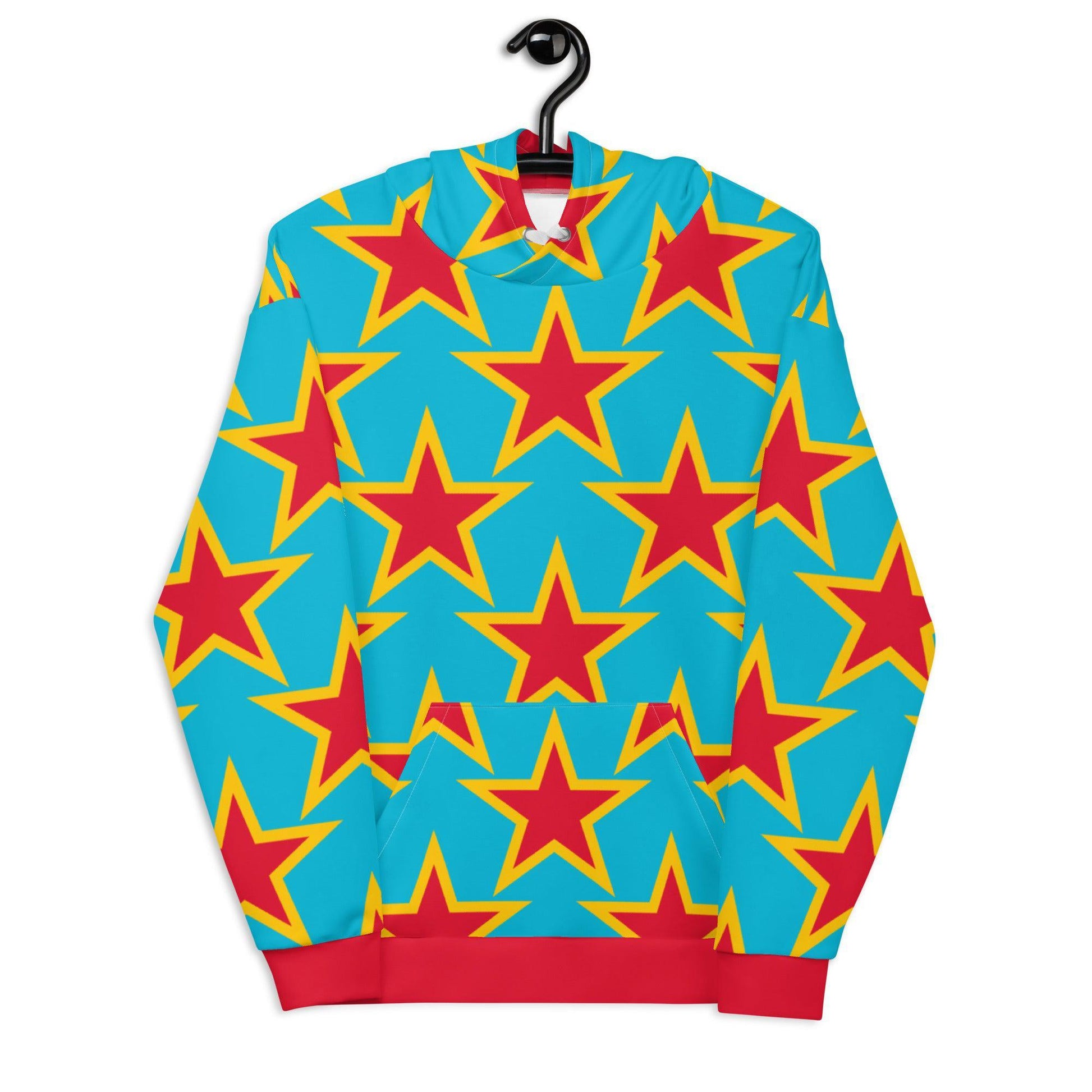 Hoodie - ELLIE STAR turquoise - Classic stars print 6XL