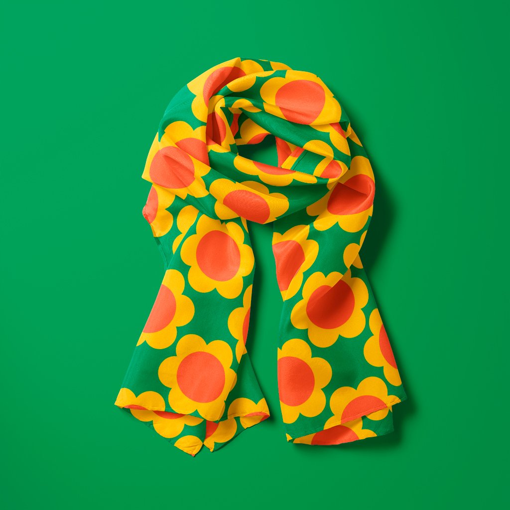 Scarf - ELLIE green - Classic floral print