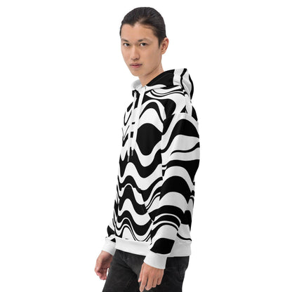 Hoodie - ENERGY WAVES black - Wavy stripe print