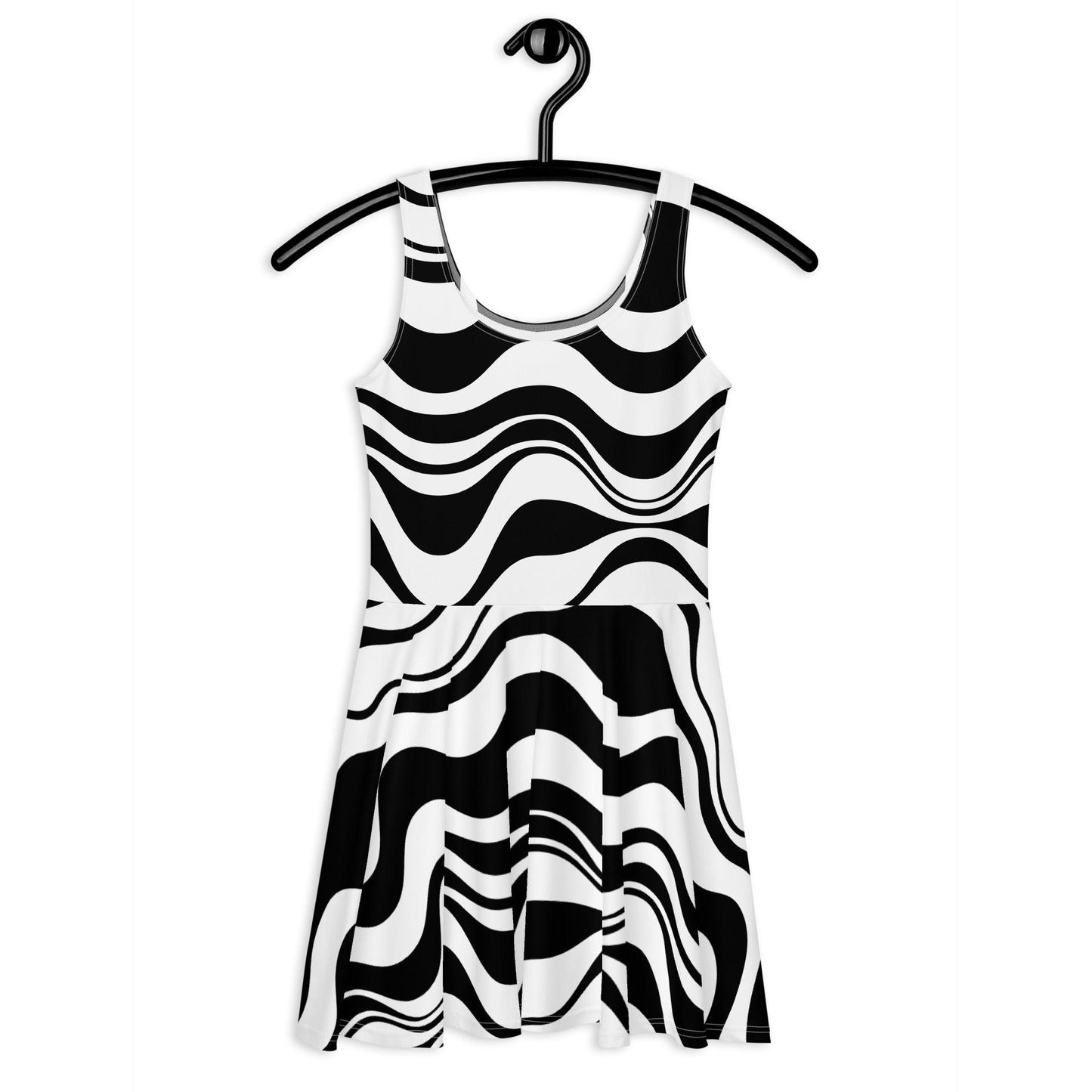 Skater dress - ENERGY WAVES black - Wavy stripe print 3XL