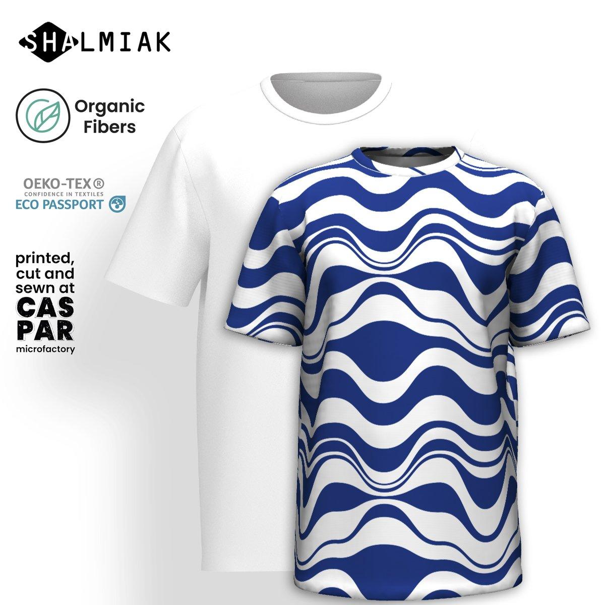 Organic cotton t-shirt - ENERGY WAVES blue - Wavy stripe print